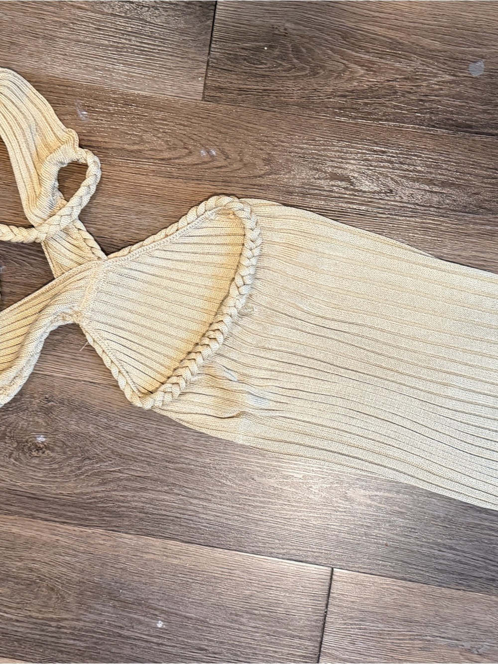 Guess Beige Ribbed Cutout Maxi Dress - Picture 4 of 4